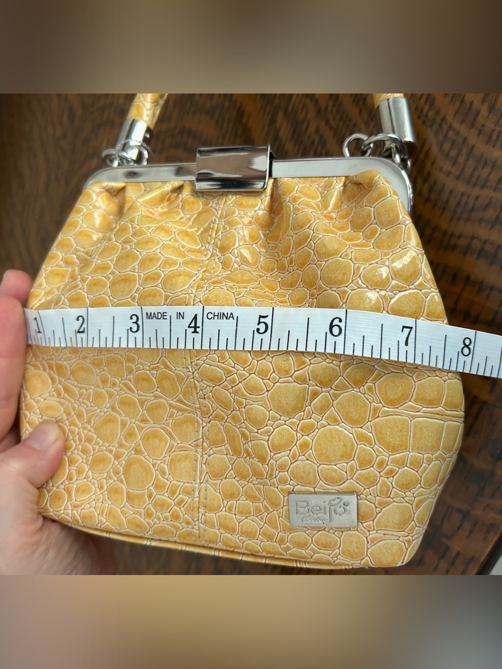Beijo Yellow Croc-Embossed Top-Handle Bag - Picture 13 of 14
